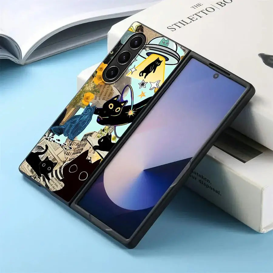 Case for Samsung Galaxy ZFold6 ZFold4 ZFold5 ZFold7 Z Fold 7 6 5 4 3 ZFold3 Back Phone Cover Super Cute Kitten