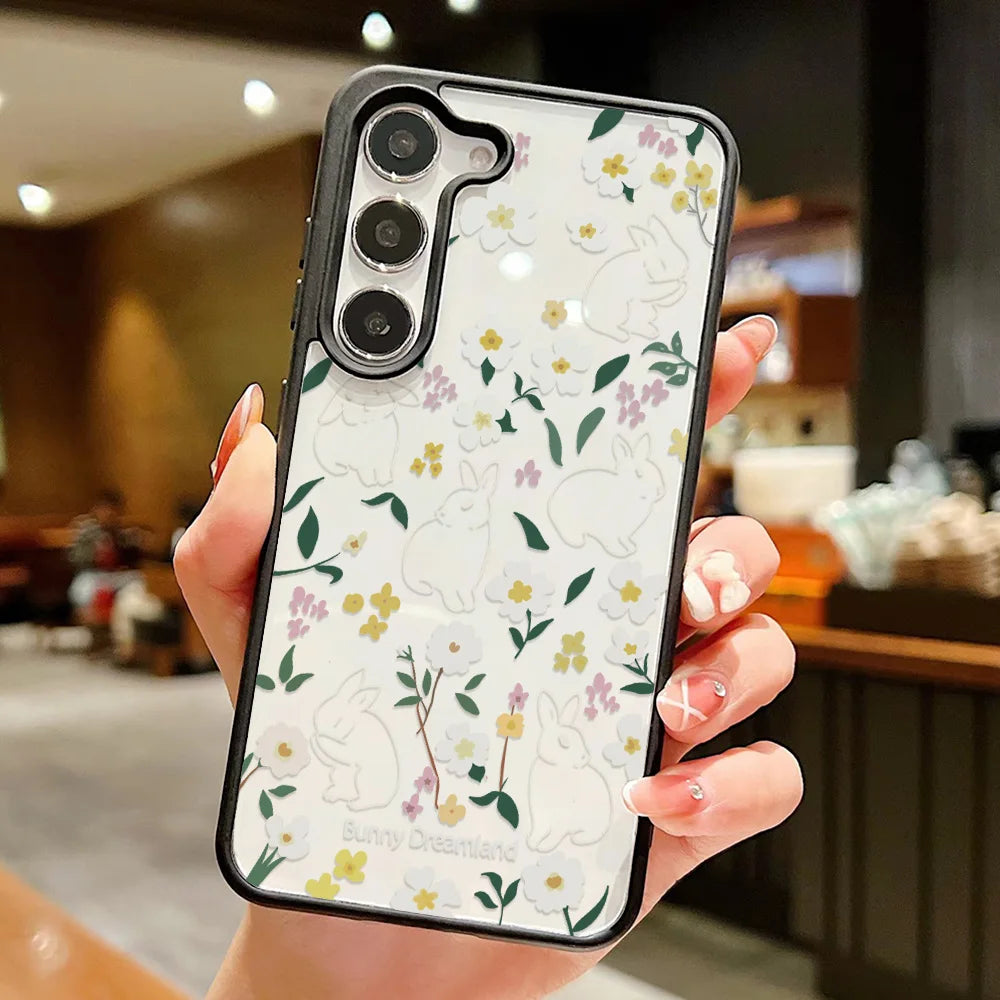 Floral Shockproof Phone Case For Samsung A16 A56 5G A55 A54 A36 A17 A15 A16 A07 S25 S26 Ultra S24 FE S23 Clear Hard Cover Fundas