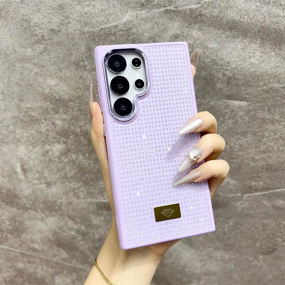 Luxury Girl Diamond Bling Glitter Phone Case for Samsung Galaxy S25 Ultra S24 S23 FE S22 S21 Plus A55 ZFLIP 6 High-grade Cover