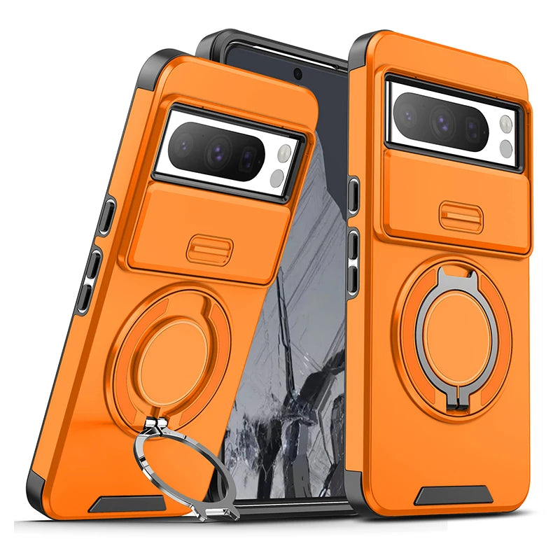 Magnetic Phone Case For Google Pixel 9A 9 Pro XL Rotating Folding Bracket Cover For Pixel 10 10Pro XL Slide Camera Protect Cover