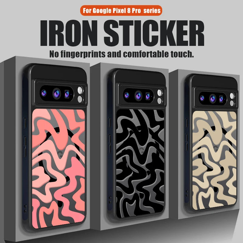 Matte Magnetic Case For Google Pixel 9 8 7 Pro 8A 7A Pixel 9 Pro XL For Magsafe Wireless Charging Curved Stripes Phone Cover