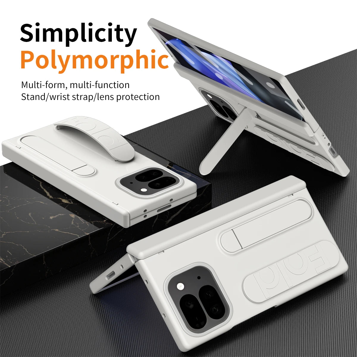 For Google Pixel 9 Pro Fold Swivel 180° Folding Wristband * Stand * Hinge 3-in-1 Full Lens Protection Drop Resistant Phone Case