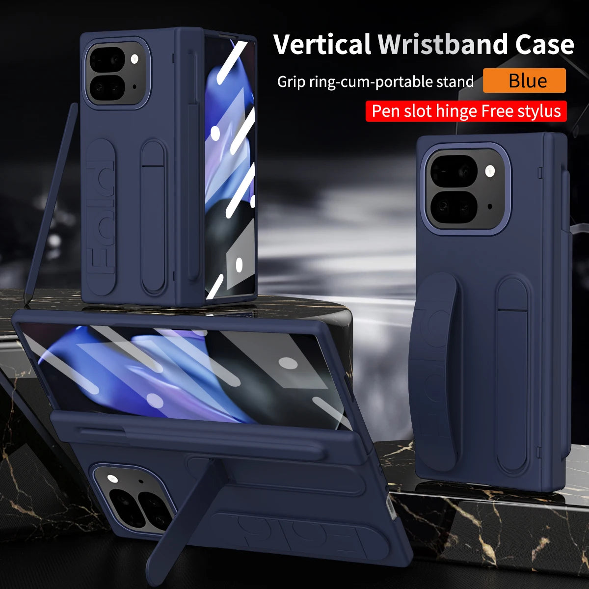 For Google Pixel 9 Pro Fold Swivel 180° Folding Wristband * Stand * Hinge 3-in-1 Full Lens Protection Drop Resistant Phone Case