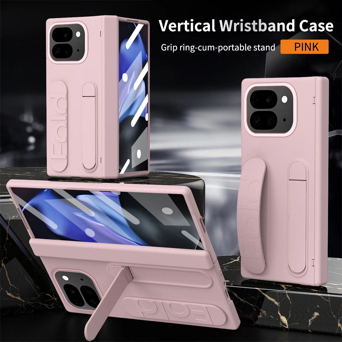 For Google Pixel 9 Pro Fold Swivel 180° Folding Wristband * Stand * Hinge 3-in-1 Full Lens Protection Drop Resistant Phone Case