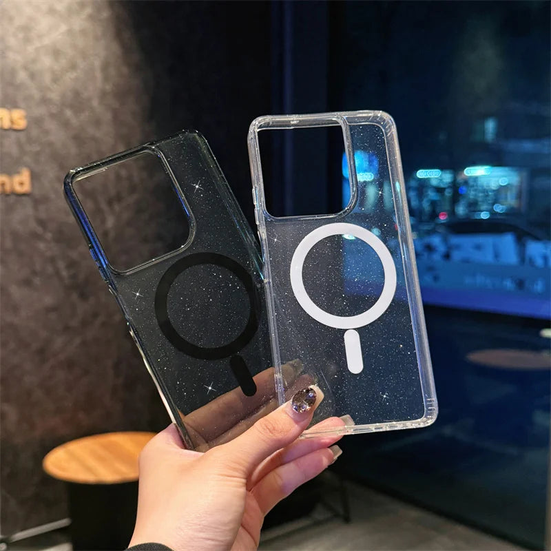 Simple Slim Glitter Bling Wireless Charging Magnetic Case For Motorola Moto G Stylus Powet Play 5G 2024 2025 Soft TPU Back Cover