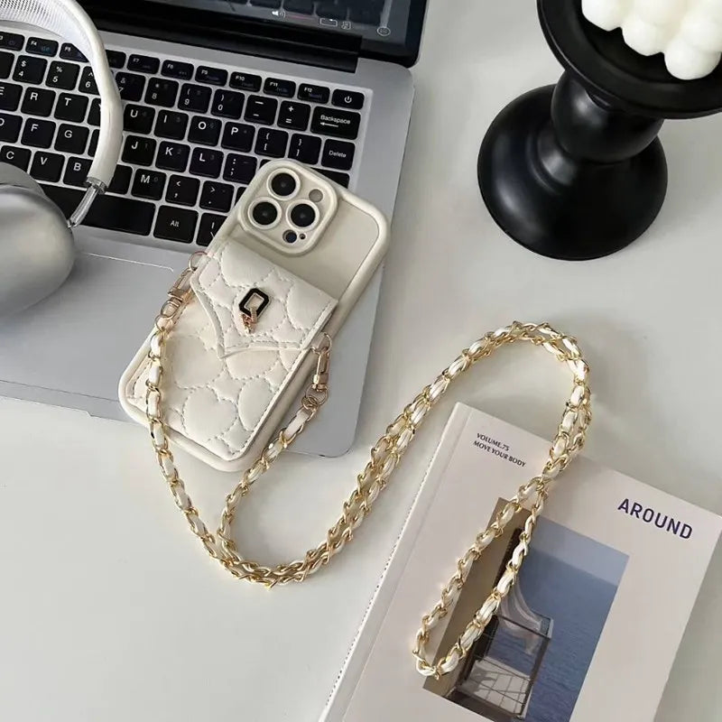 Chain Wallet Phone Case For Motorola Moto G75 G05 G15 G10 Power G20 G30 G13 G23 G53 G22 G52 G82 G60 Edge 60 Fusion Stylus Cover