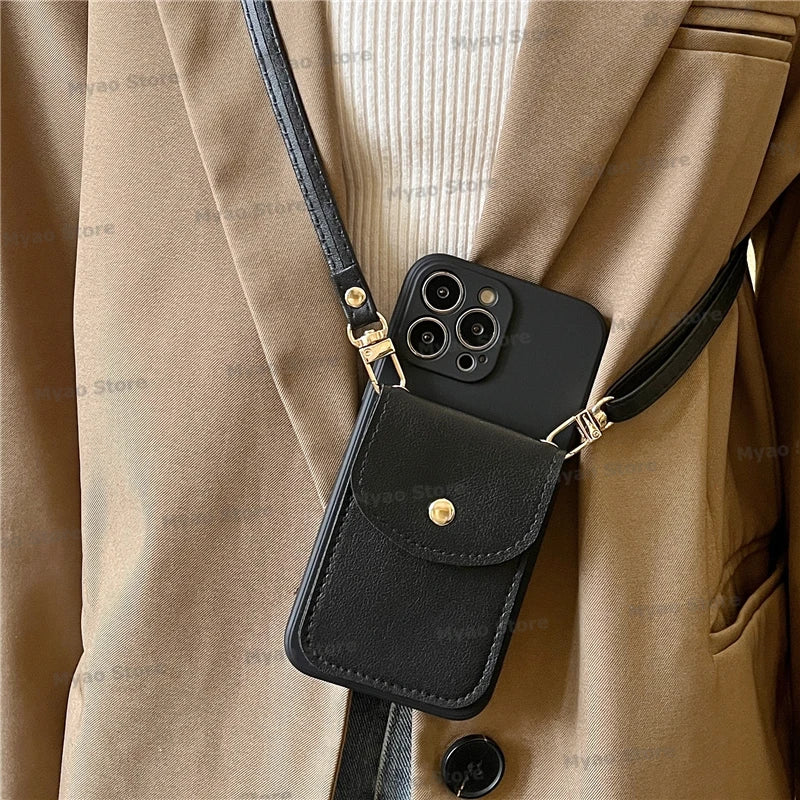 Trendy Leather Wallet Crossbody Strap Phone Case For Motorola Moto edge 40 Neo 30 Lite 50 Pro Cover Necklace Lanyard Cord Bag