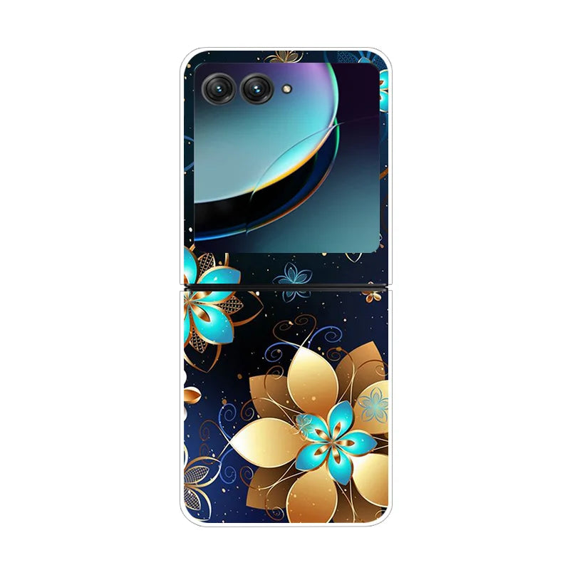 For Motorola Razr 40 Ultra Phone Case Flower Painted Clear Plastic PC Hard Back Cover For Moto Razr 40 Ultra Case 40Ultra 6.9"