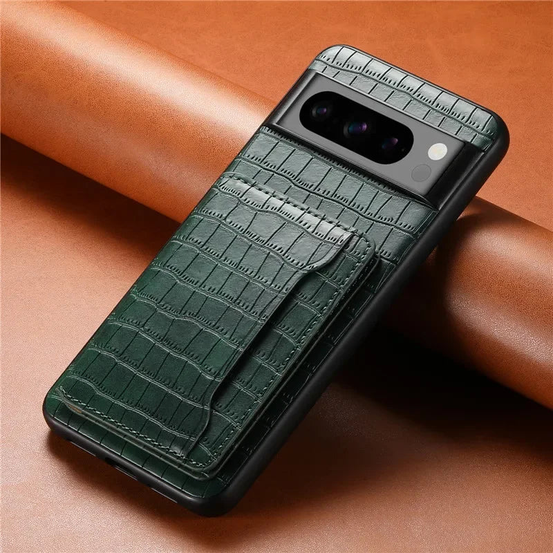 Multifunctional Crocodile Pattern Leather Phone Case Coque For Google Pixel 10 Pro 9 8 7 6 Pro 6A 7A 8A 9Pro Holder Shell Cover