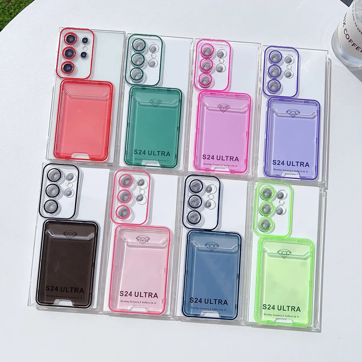 Luxury Wallet Card Holder Transparent Case For Samsung Galaxy S25 S24 S23 S22 Ultra Photo Pocket Soft Silicone Shockproof Cover
