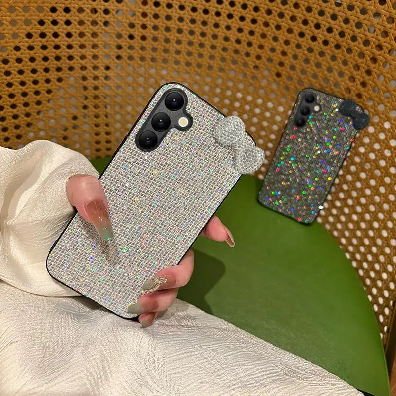 Luxury Shiny 3D Diamond Bowknot Phone Case For Samsung Galaxy S25 Ultra S24 S23 S22 Plus FE S25Edge Lovely Soft Cover