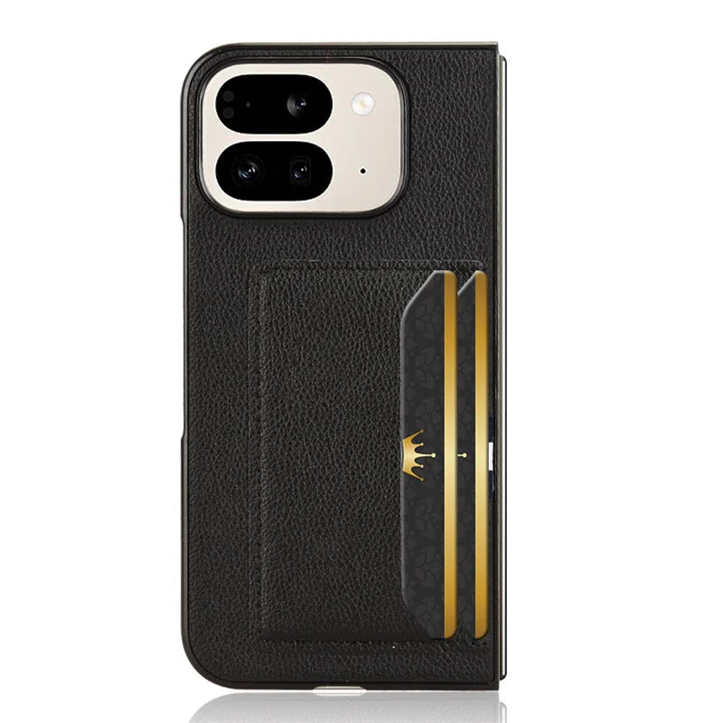 PU Leather Texture Case for Google Pixel 9 Pro Fold Cover Card Slots Lightweight Coque Fundas Capa