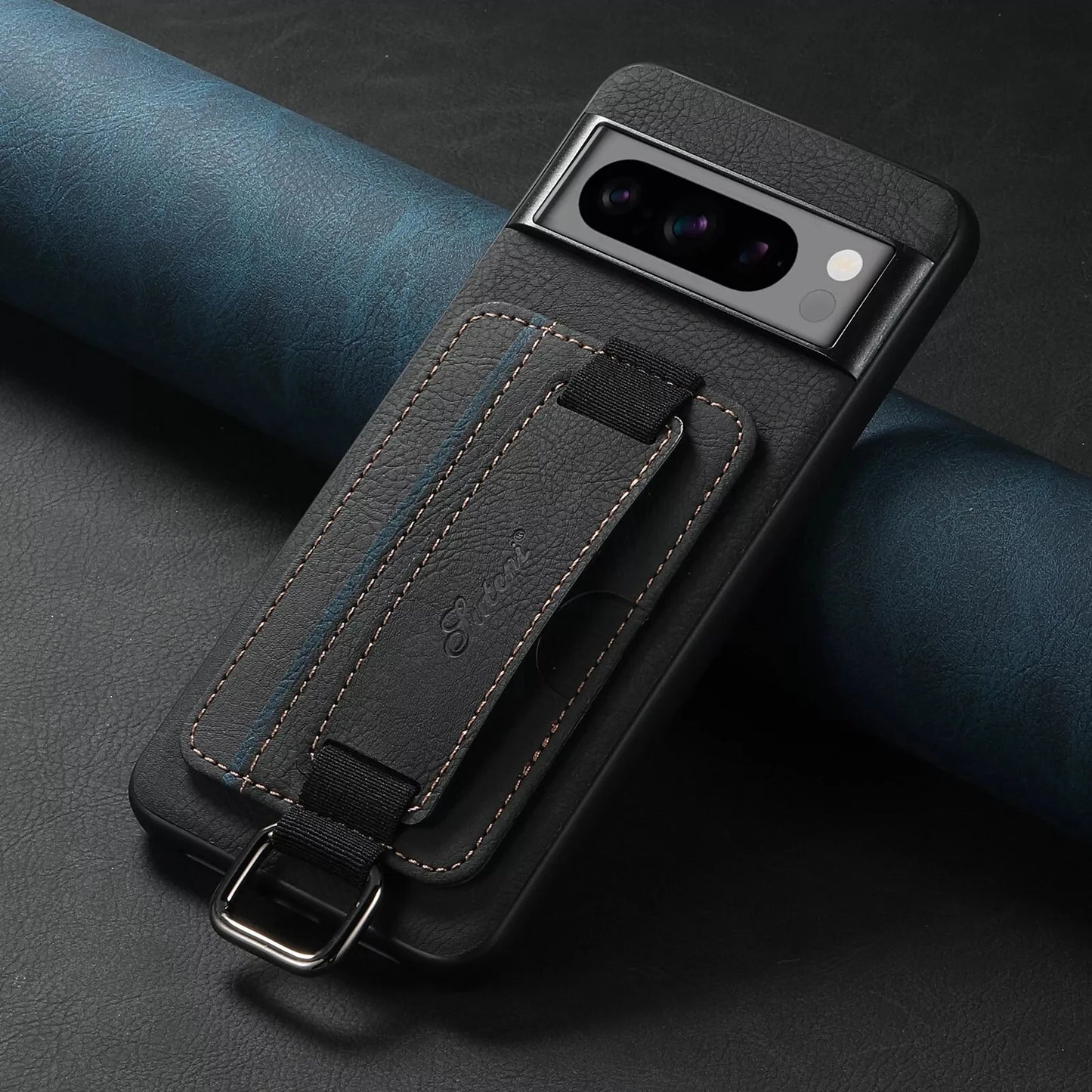 Wallet Case for Google Pixel 9 Pro 8 7 6 Pro Elastic Wrist Strap Kickstand Card Slots Holder Back Cover for Pixel 8A 7A 6A