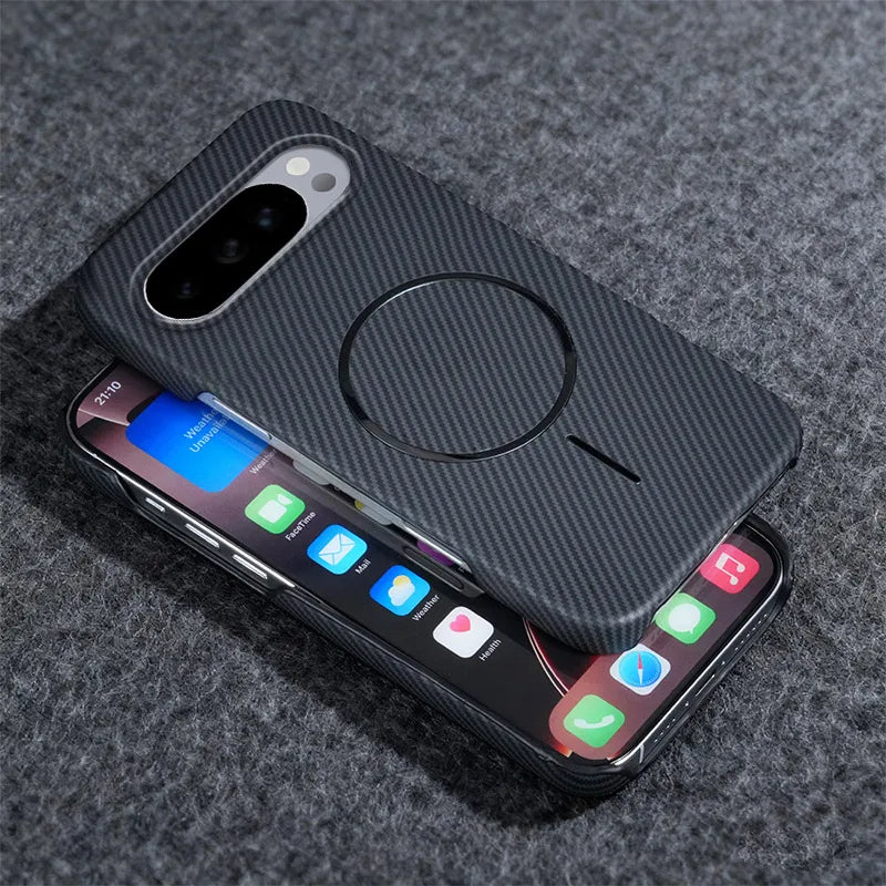 Carbon Fiber Magnetic For Magsafe Case For Google Pixel 10 9 Pro XL 10ProXL 9ProXL 9A Wireless Charger PC Frameless Phone Cover