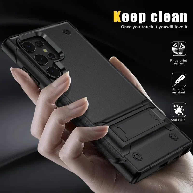Phone Case with Invisible Stand for Samsung Galaxy S21 S20 S23 FE S25 S24 S22 Ultra Plus A54 A53 A33 A14 5G WIth Kickstand Cover