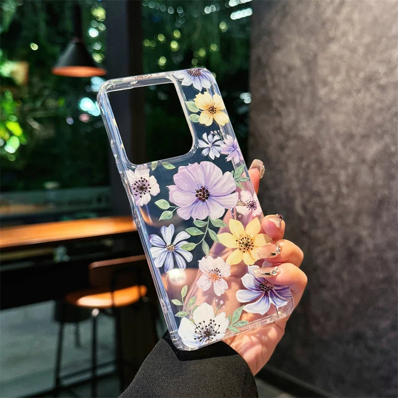Simple Slim Transparent Cute Flowers Plants Phone Case For Motorola Moto G Stylus 5G 2024 G Play Powet 5G 2025 Soft Clear Cover