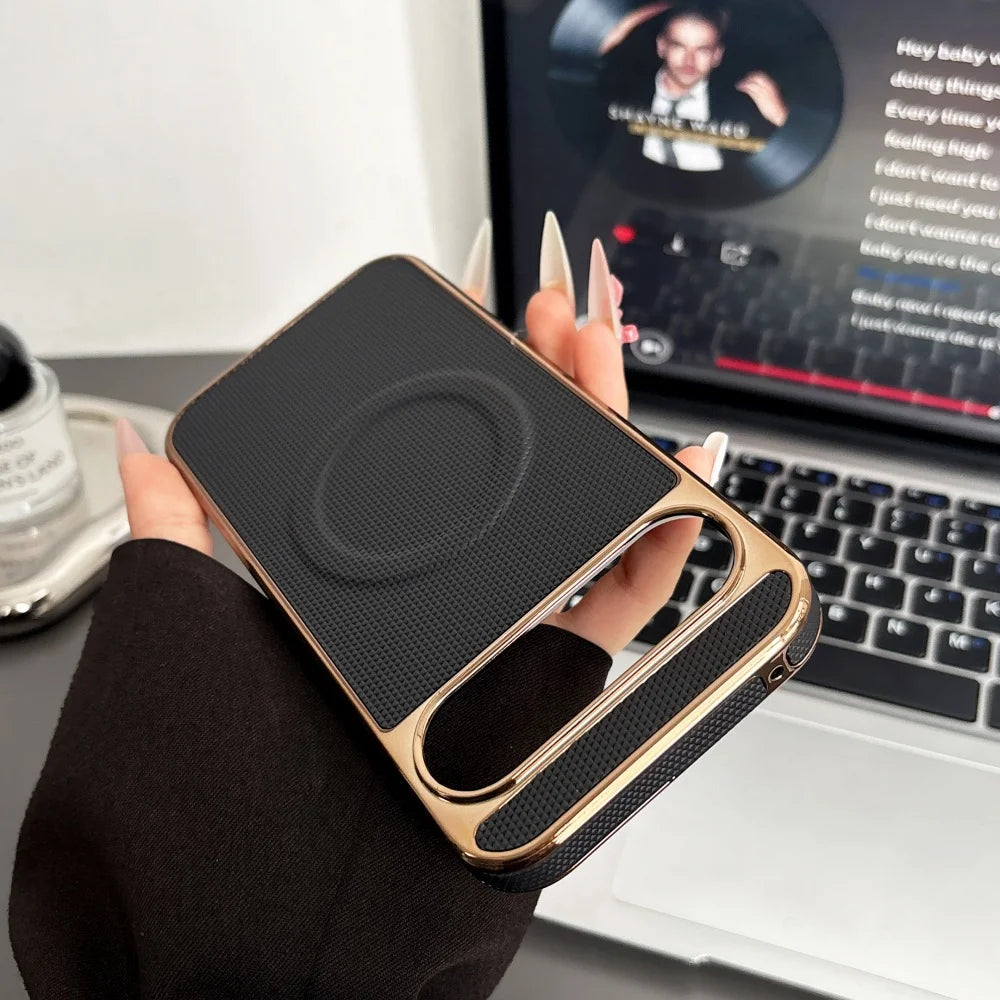 Pixel 10proXL Business Leather Magnetic Phone Case for Google Pixel 8 9 Pro 9A 8A 9 ProXL Pltaing Frame Shockproof Magsafe Cover