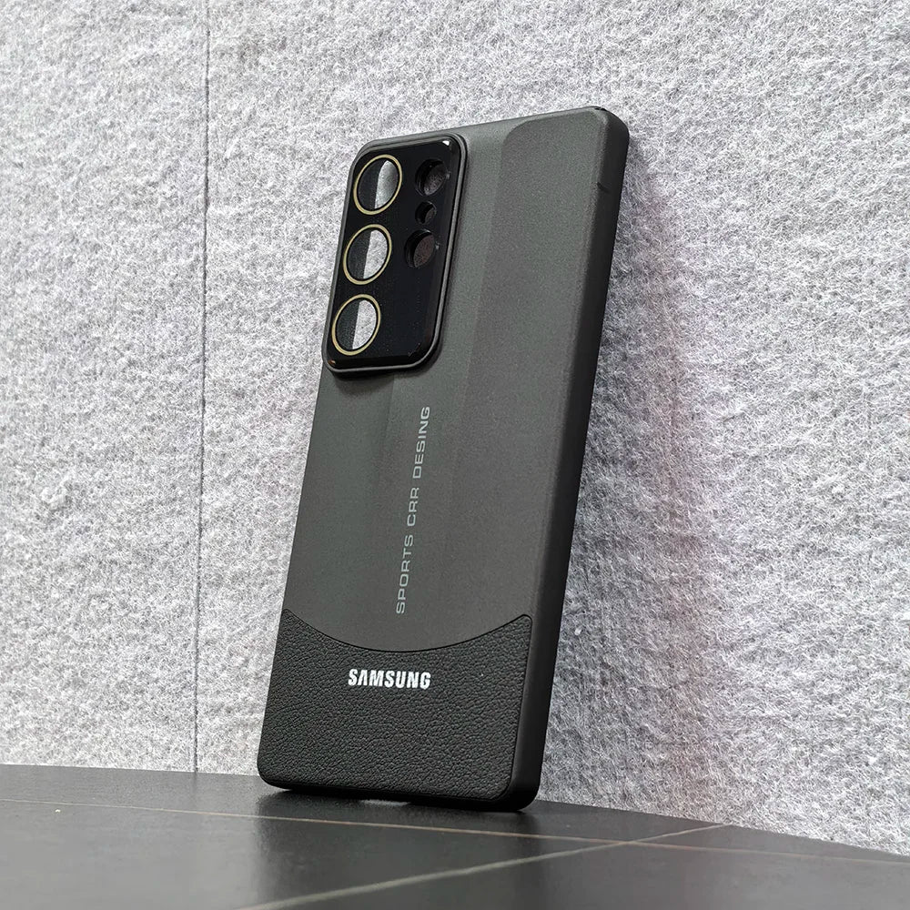 Dual Colors Splicing Case For Samsung Galaxy S23 S24 S25 Ultra Plus Ultra-Thin Hard PC PU Leather Lens Protection Phone Cover