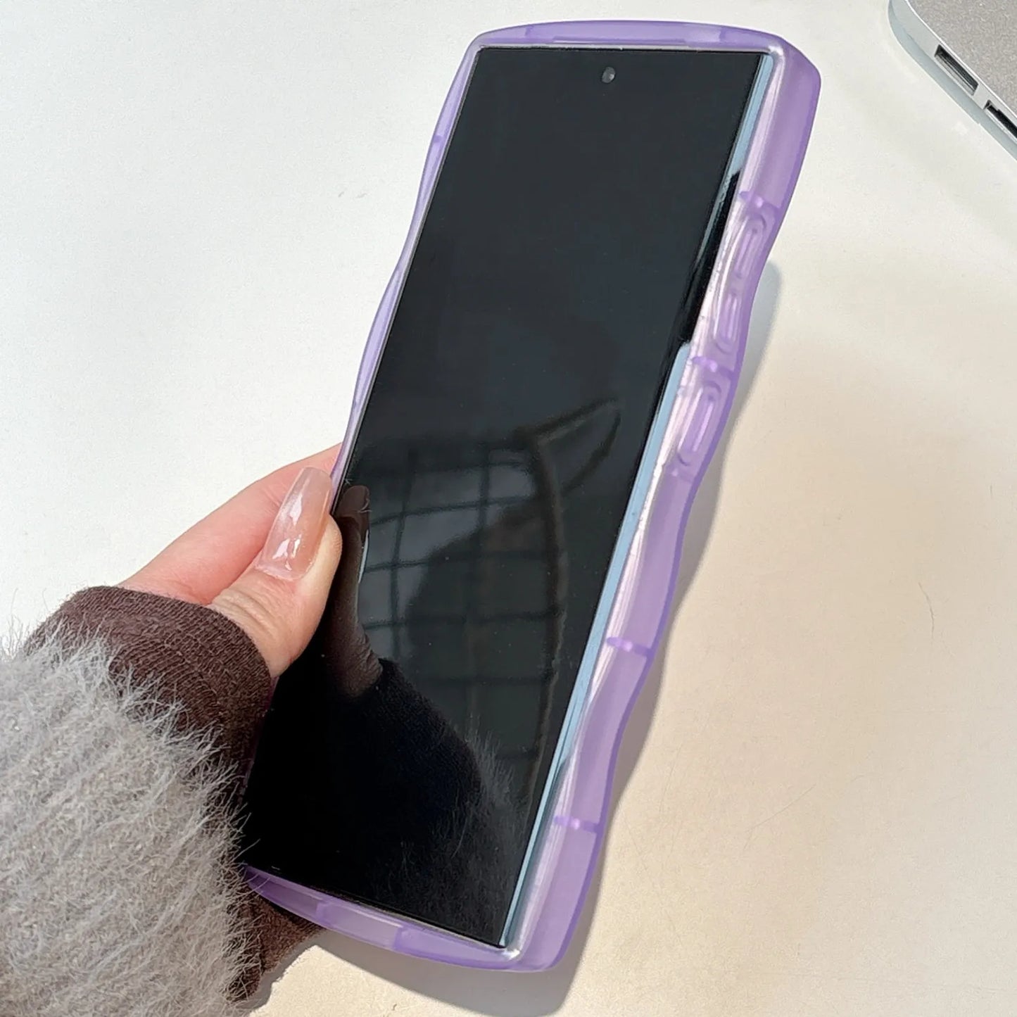 Glitter Starry Sky Butterfly Resin Irregular Wavy Edge Phone Case for Samsung Galaxy S 22 23 24 25 Ultra Plus FE Anti-drop Cover