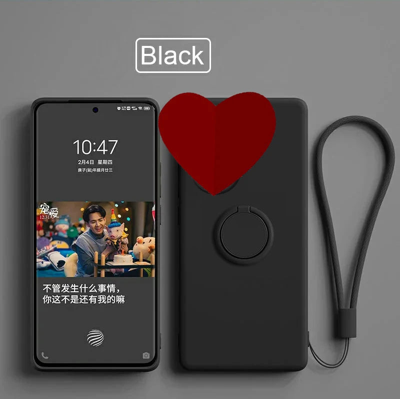 Case for Motorola Edge 60 Fusion Finger Ring Stand Holder Slicone Cover for Edge 60s50Neo Solid Color Lens Protection Soft Funda