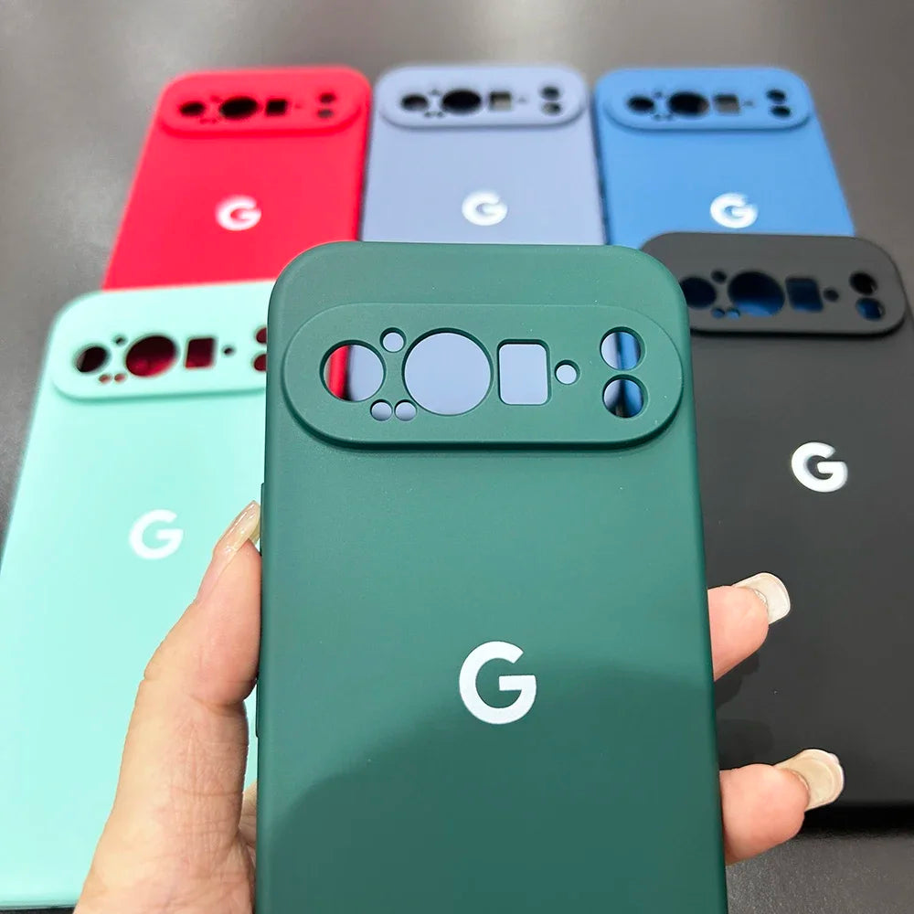 For Google Pixel 9 9a 8 8Pro 8a 7 7Pro 7a Case Liquid Silicone Soft Cover for Pixel 9ProXL 6 6Pro 6a 5 5a Shockproof Plain Cover