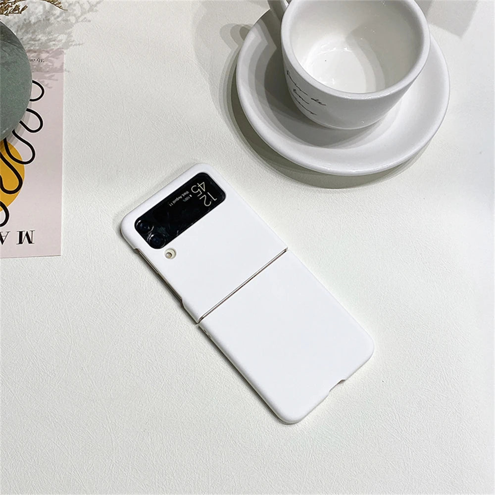 Candy Color Frosting PC Case For Samsung Galaxy Z Flip 6 5GFor Z Flip5 Flip3 Flip4 Ultra Thin Solid Color Hard PC Back Cover
