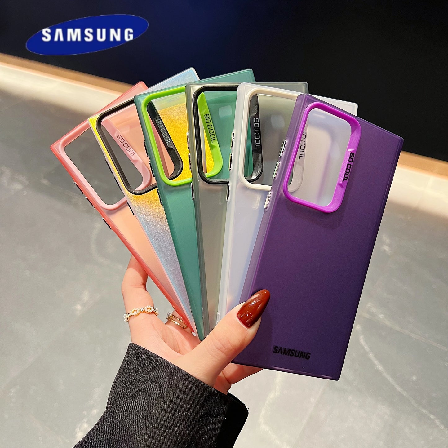 Matte Laser Case For Samsung Galaxy S25 S24 Ultra S23 S22 S21 Plus S20 FE Note 20 A54 A34 A14 A73 A53 A52 A71 Shockproof Cover