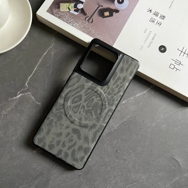 Magnetic Leather Case for Motorola Moto Edge 50 Ultra Fushion Pro G Play Power Stylus 2024 Cover Leopard Floral Mag-safe  Shell