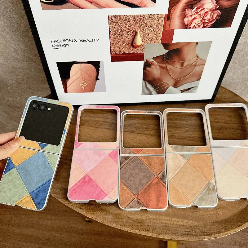 Fashion Retro Leather Case for Motorola Razr 50 Ultra Moto Razr50 5G 2-piece Set Protection Plain Anti-Scratch Lightweight Cover