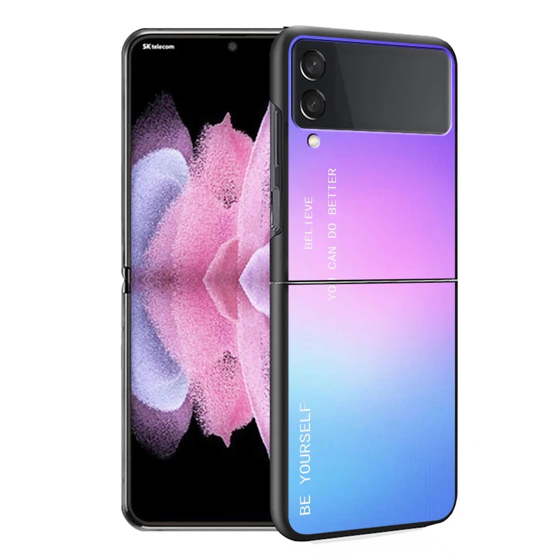 Cover Case for Samsung Galaxy Z Flip 5 Z Flip 4 ZFlip Z Flip 3 5G ZFlip3 Flip4 ZFlip4 Flip3 Black Gradient BE YOURSELF