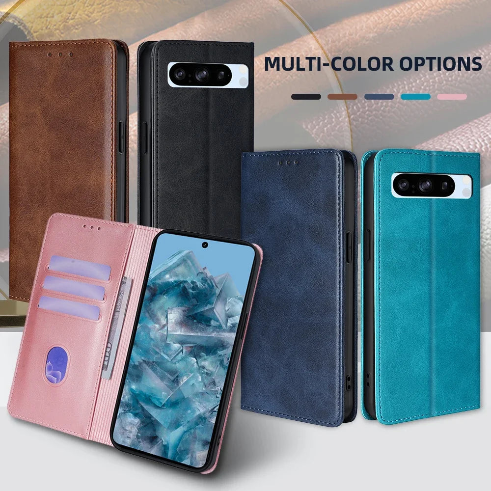 Luxury Magnetic Phone Case for Google Pixel 8 7 6 Pro 8A 7A 6A 5A 4A 5 XL Flip Cover Leather Book Case with Cover Stand Funda