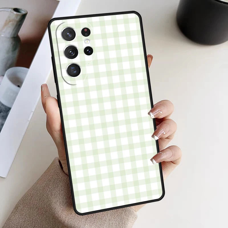 Phone Case For Samsung Galaxy S24 S23 S21fe S22 Ultra Plus Note 10 20 S8 S9 S10 Cover Pastel Gingham