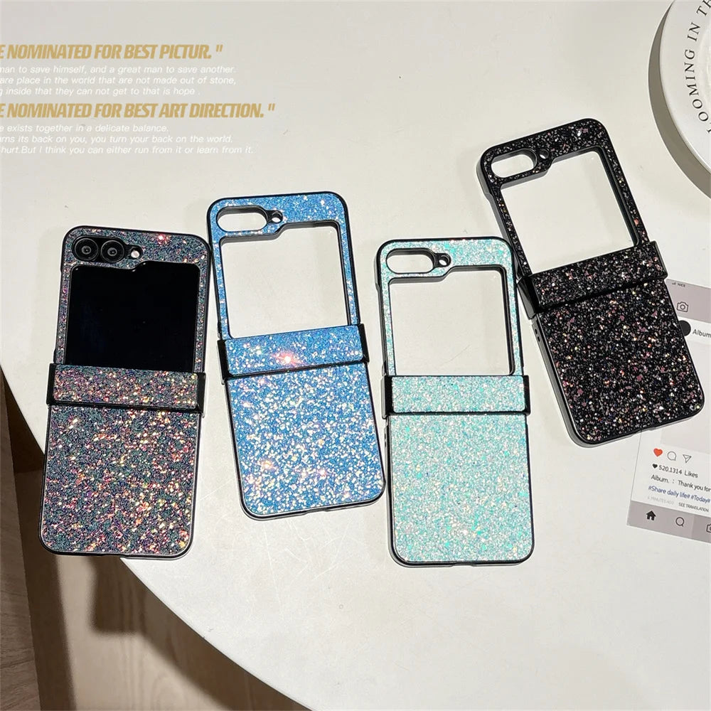 Luxury Bling Glitter Diamond Starry Sky Case For Samsung Z Fold Z Flip 6 5 4 3 ZFold6 ZFlip6 Shiny Shockproof Hinge Protect Capa