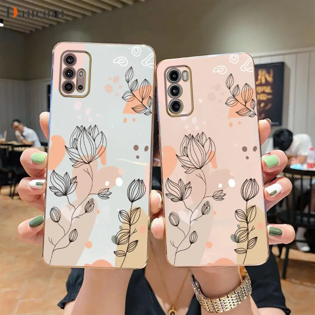 Luxury Plating silicone Phone Case On For Motorola Moto G60 G30 G40F G82 G22 G52 G20 G9 G8 E7 G9 Power E7 Plus E20 EDG E20 Cover