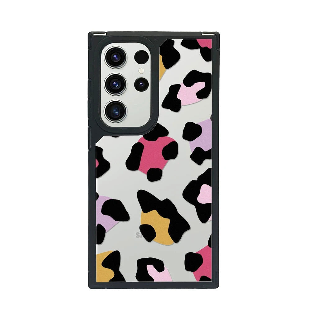Full Screen Color Collision Leopard Print Love Heart Phone Cover Case for Samsung Galaxy S22 S23 S24 S25 Plus Ultra S23 S24 FE