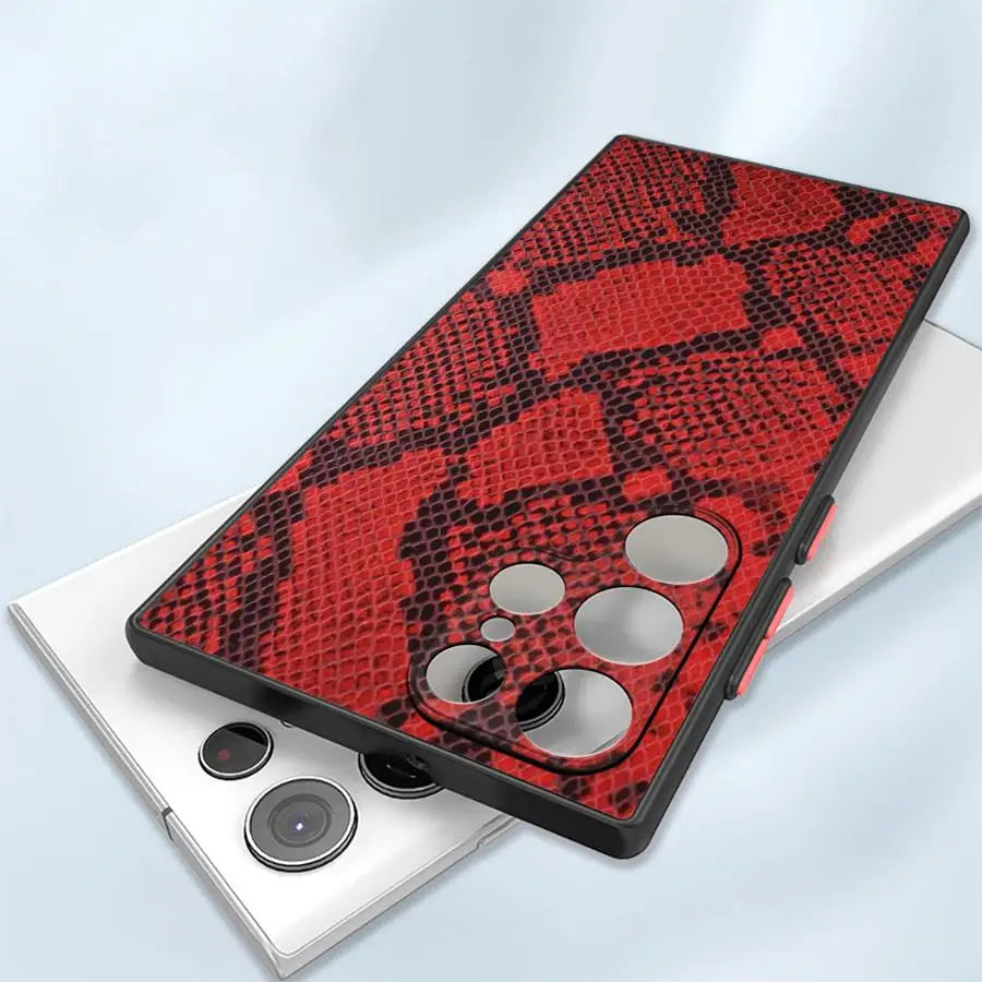 Phone Case for Samsung Galaxy S25 S23 S24 Ultra S22 S21 S20 S10 Plus S23 FE Matte Soft Cover Shell Python Pattern
