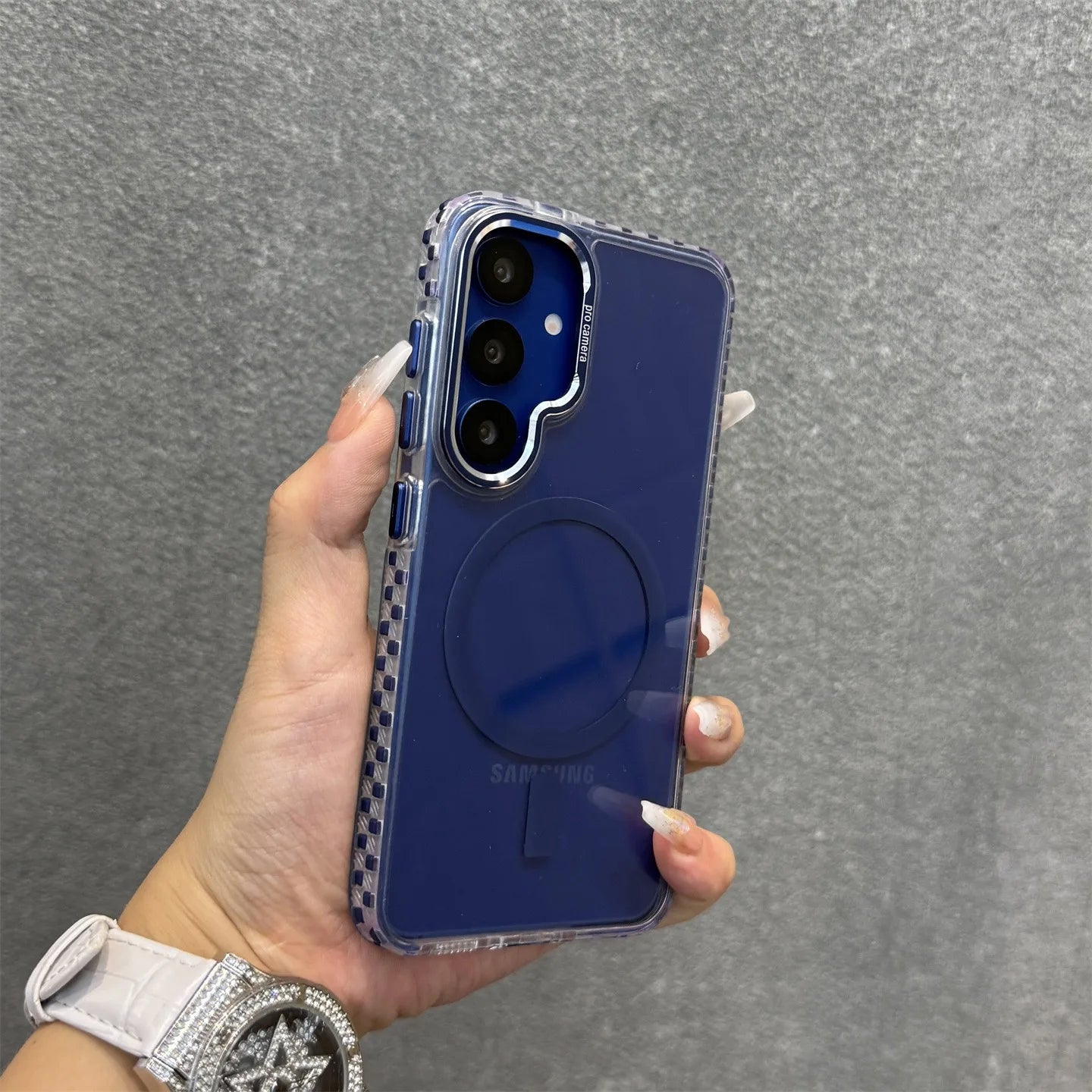 Magnetic for Magsafe Colorful Border Phone Case For Samsung Galaxy S25 S24 Plus S23 S22 Ultra S25Ultra Slim Transparent Cover