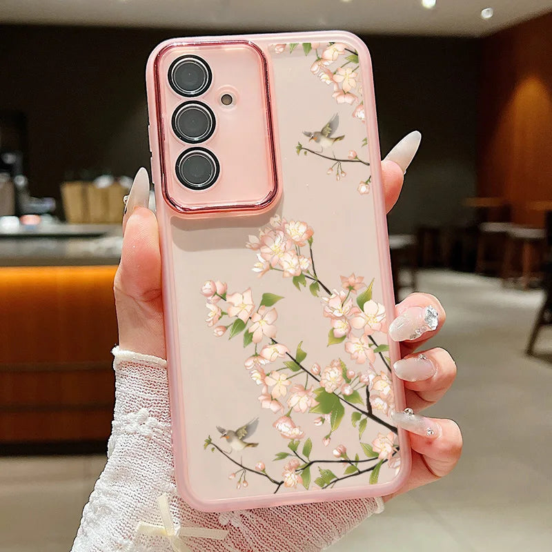 Flower Pattern Soft TPU Case For Samsung Galaxy A56 A55 A54 A15 A16 A25 A35 A36 A53 5G S25 S24 Ultra S21 S23 S24 FE Phone Cover