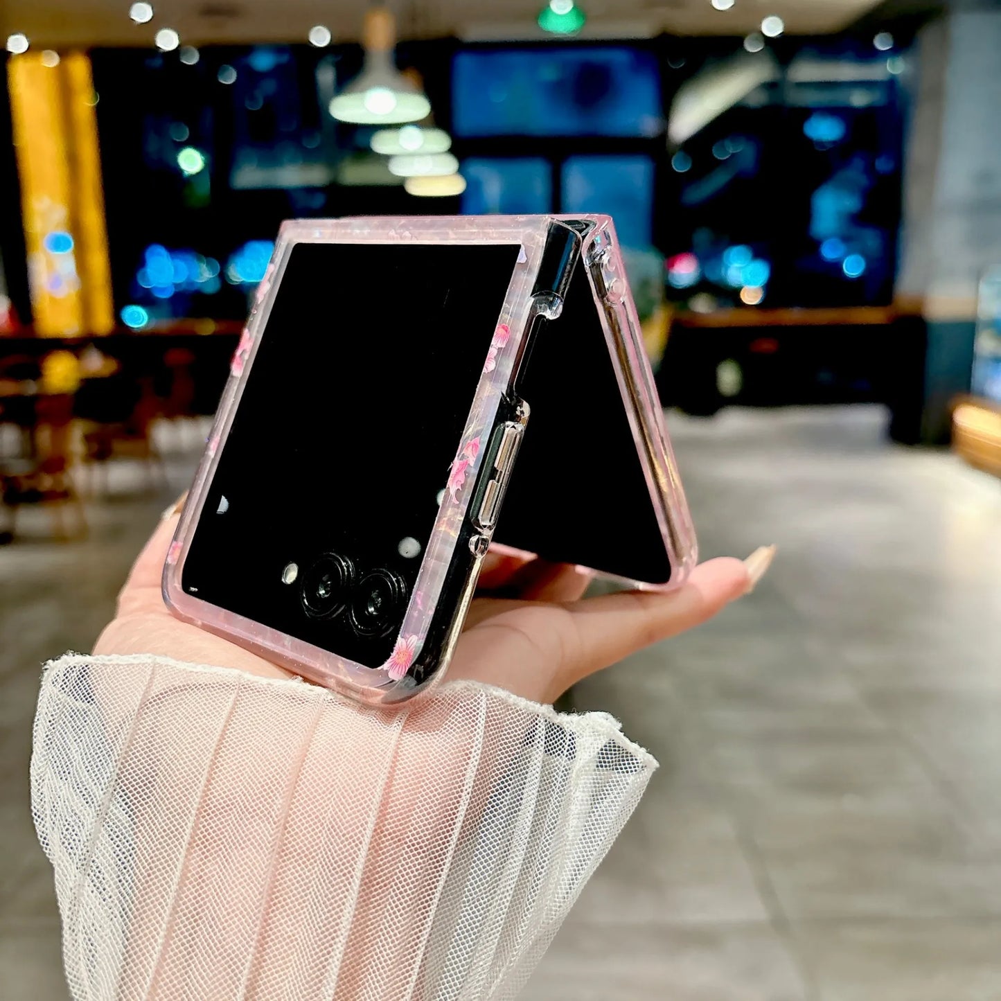 Case For Motorola Razr 50 Ultra 60 Ultra 2025 Plus 2024 Plus Shell Pattern Pink White Background Small Flowers Hard PC Cover