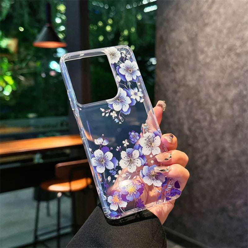 Simple Slim Transparent Cute Flowers Plants Phone Case For Motorola Moto G Stylus 5G 2024 G Play Powet 5G 2025 Soft Clear Cover