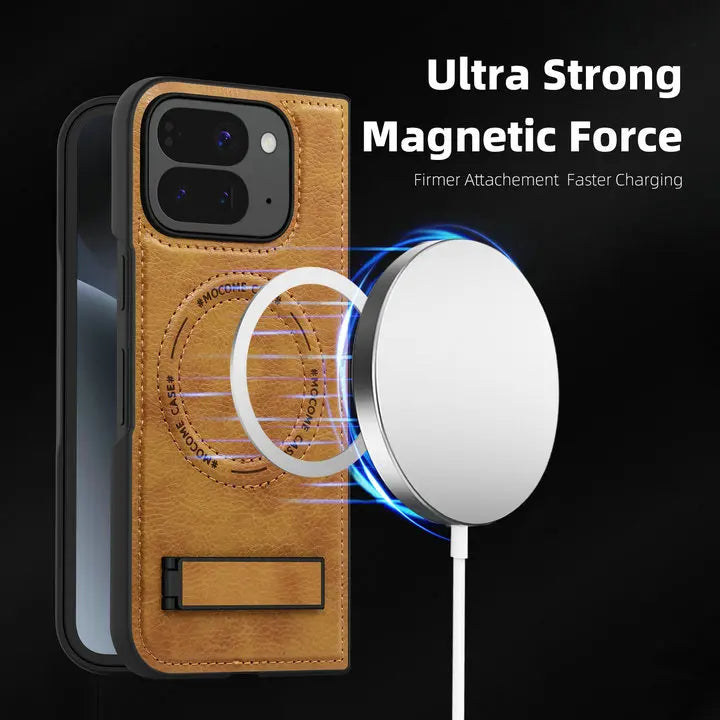 Pixel10 Pro Fold 5G Luxury Case Wireless Charging Leather Magnet Back Stand Coque For Google Pixel 10 Pro Fold Armor Cover