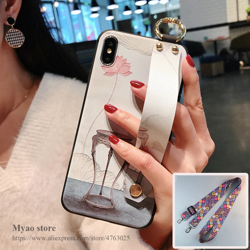 For Moto G55 35 75 15 34 14 84 05 Wrist Strap Case For Motorola Edge 40 50 60 Fusion Neo Pro 60 Stylus Ultra Long Lanyard Cover