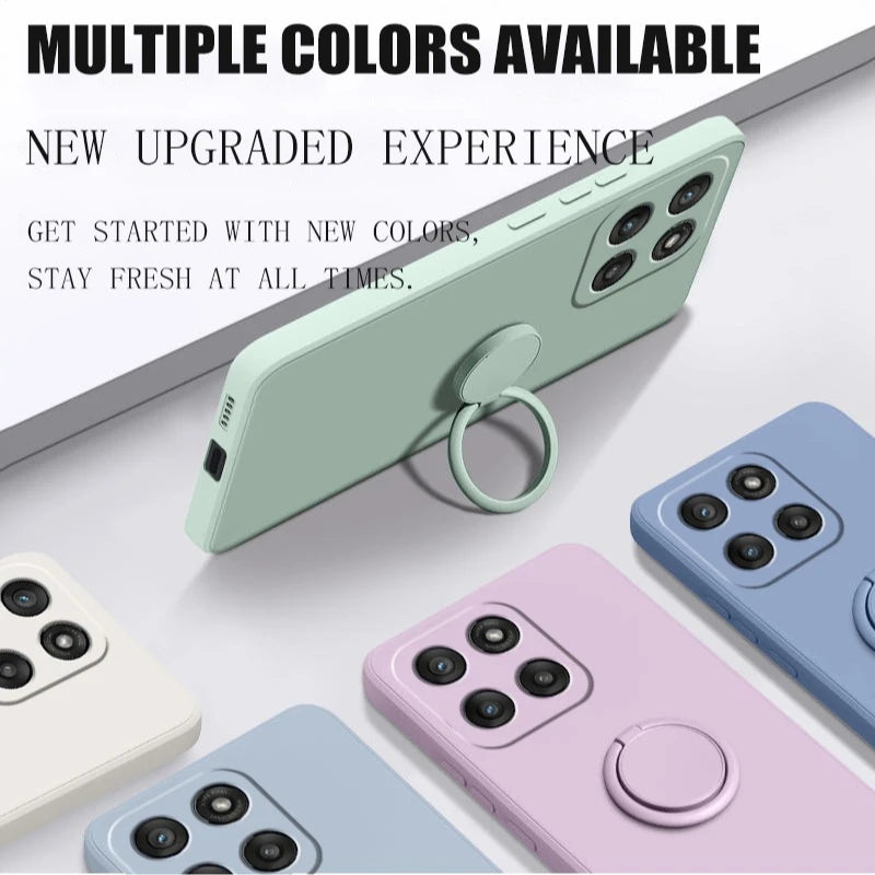 Case for Motorola Edge 60 Fusion Finger Ring Stand Holder Slicone Cover for Edge 60s50Neo Solid Color Lens Protection Soft Funda