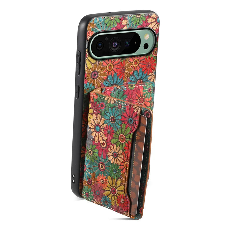 Flower Figure Leather Magnetic Wallet Phone Case For Google Pixel 10 9A 9Pro 8 8A 8Pro 7 7A 7Pro 6A 6Pro Card Holder Back Cover