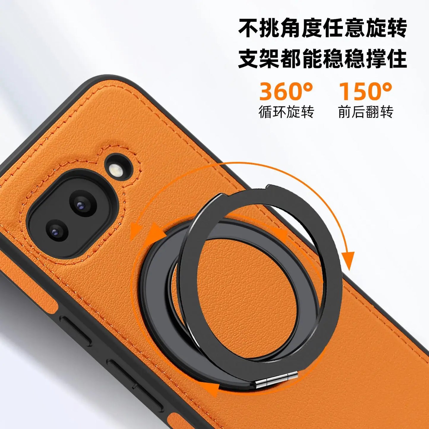 For Google Pixel 10 Pro XL/Pixel 9 Pro XL/Pixel 8 Pro/Pixel 9A Rotating magnetic ring holder leather phone case protective cover