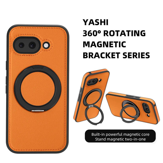 For Google Pixel 10 Pro XL/Pixel 9 Pro XL/Pixel 8 Pro/Pixel 9A Rotating magnetic ring holder leather phone case protective cover