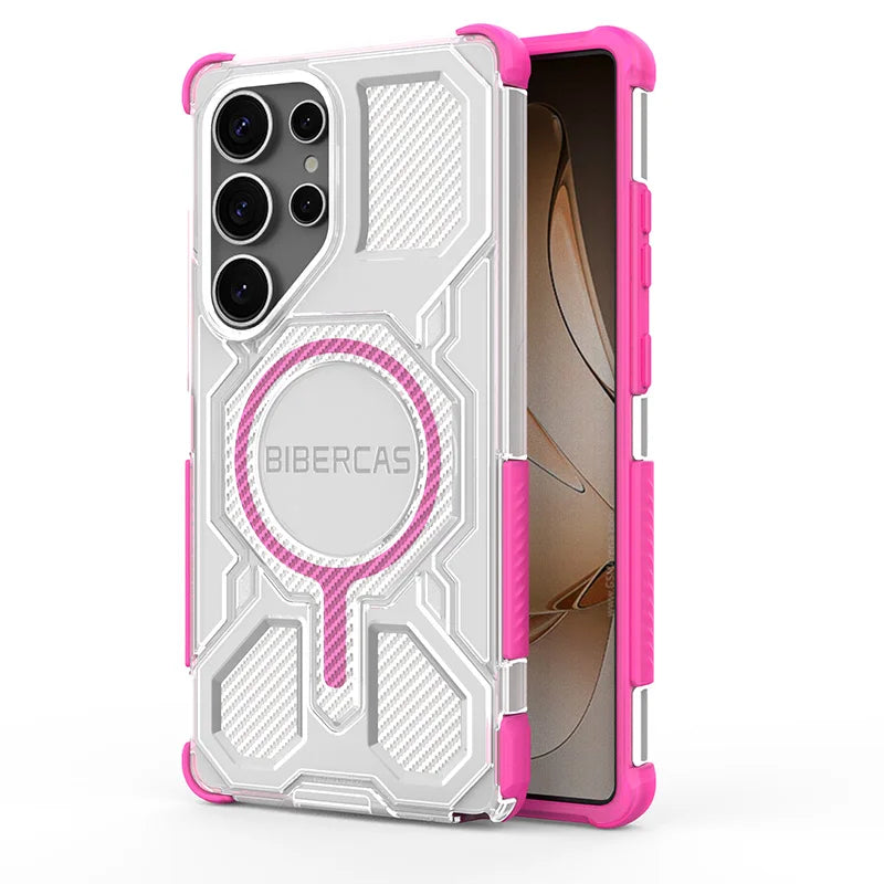 BIBERCAS Translucent Magnetic Case For Samsung Galaxy S26 Ultra S26Plus S25 Edge Wireless Charging TPU Frame Plastic Back Cover