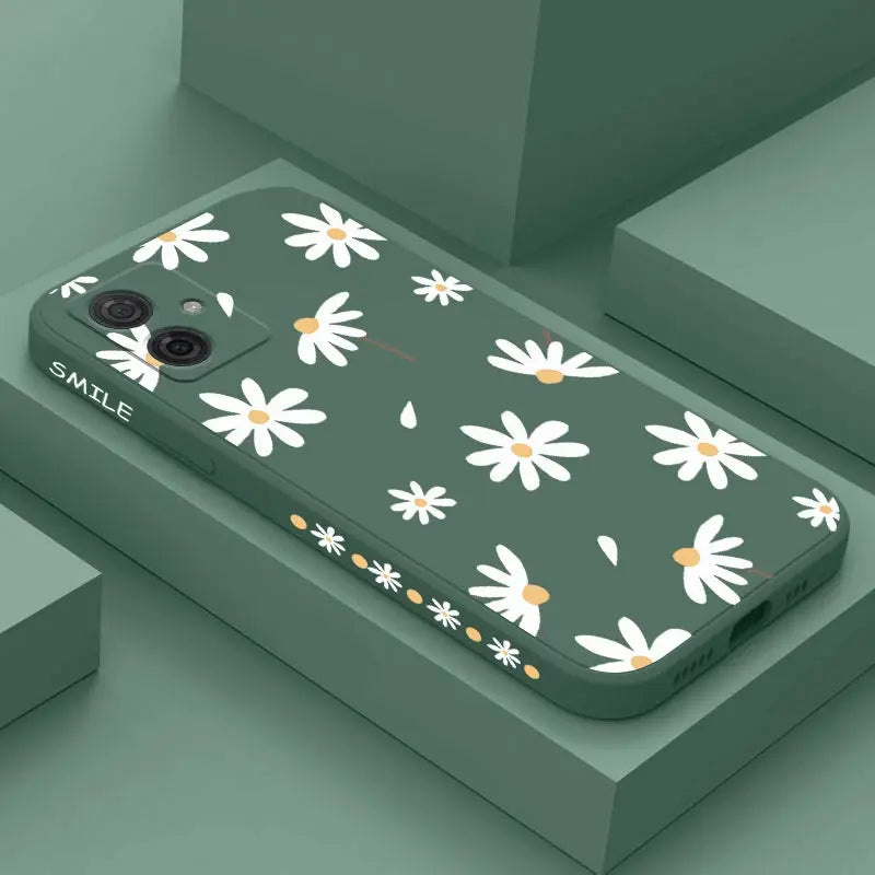 G54 Elegant Daisy Silicone Phone Case For Motorola Moto G54 G53 G52 G50 G42 G20 G84 G34 G22 G24 G14 G13 G30 G9 G9Plus G8 Cover