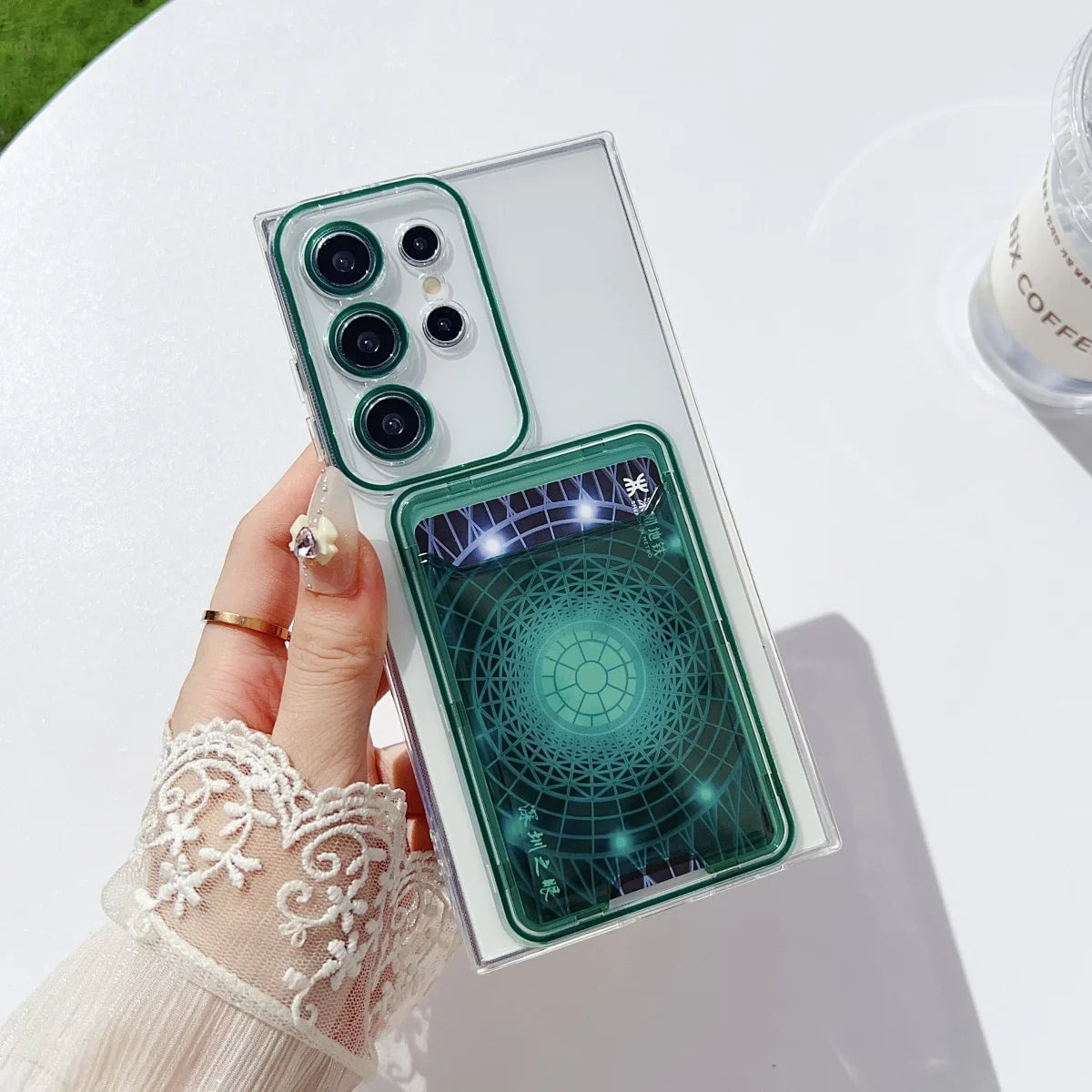 Luxury Wallet Card Holder Transparent Case For Samsung Galaxy S25 S24 S23 S22 Ultra Photo Pocket Soft Silicone Shockproof Cover