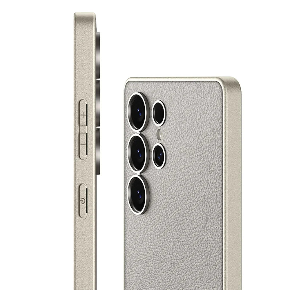 Metallic Lacquer Leather Phone Case For Samsung Galaxy S23 S24 S25 Ultra 5G Luxury Skin Matte S24Ultra S25Ultra Protective Cover